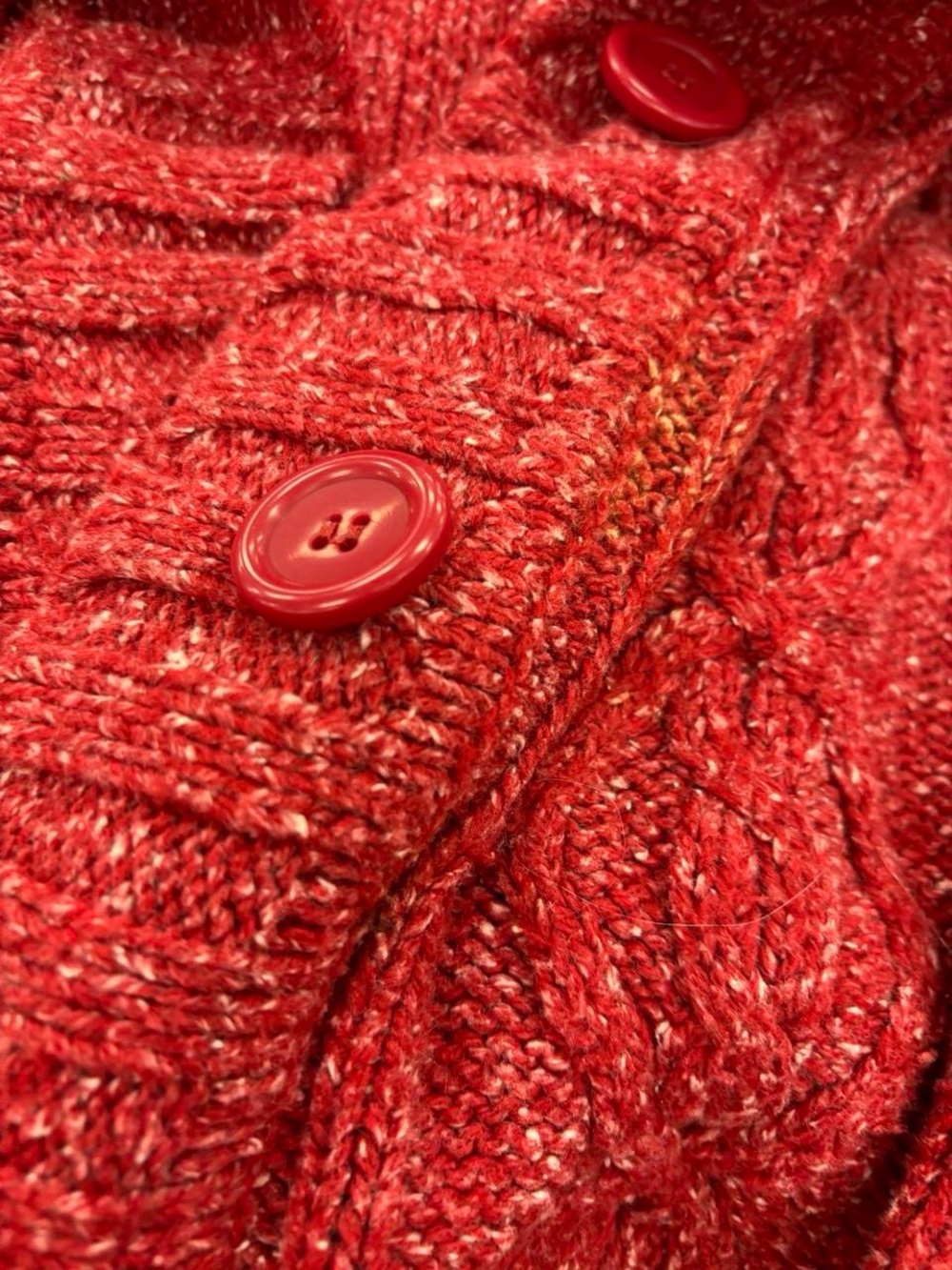 Relativity Red Cable-Knit Button Cardigan - Picture 2 of 3